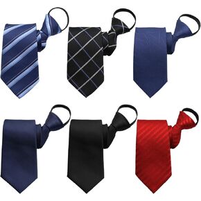 Zipper Ties for Men Adjustable Pre Tied Mens Necktie Set Classic Stripe Neck Tie 4PCS /6 PCS