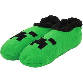 Bioworld Minecraft Creeper Face Women's Green Slipper Socks