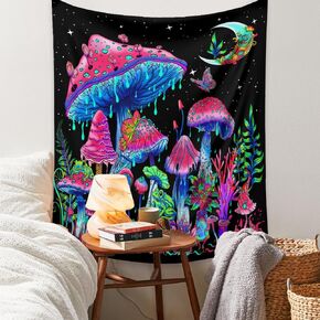 48 × 36 بوصة نسيج الضوء الأسود لغرفة نوم بارد جدار نسيج ضوء الأسود الفطر تتوهج في الجدار الداكن معلق غرفة ألعاب المجرة ملصقات الضوء الأسود ملصقات الجدار لافتات