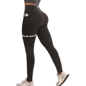 Tummy Control Leggings with Pockets Compression Butt Lifting High Waist Pants for Women