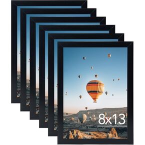 6x12 Black Picture Frame Set of 6, Horizontal and Vertical Formats for Wall Hanging, 6 x 12 Wall Gallery Poster Photo Frames with Shatter Resistant Plexiglass, 6 Pack, Black