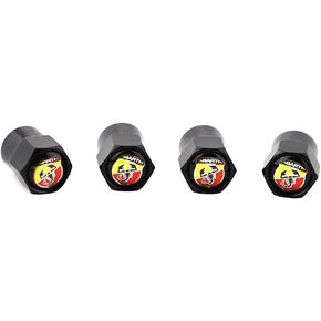 XDG 4PCS Metal Car Tyre Valve Caps غطاء مقاوم للماء لـ Scorpion Abarth Logo Emblem لتناسب Fiat Abarth Punto 124/125/125/500 stilo stilo decoration accorations (Black)