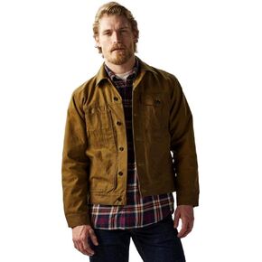 Filson Tin Cloth Short Lined Cruiser Jacket Dark Tan Large