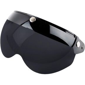 Motorcycle Helmet Visors, Universal 3 Snap Retro Helmet Visor Windproof Half Face Helmets Visor (Black,Dark Brown)