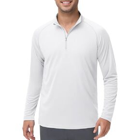 Men's Long Sleeve Sun Shirts UPF 50+ 1/4 Zip Fishing Running Rash Guard Tee Shirts UV Protection Hiking Outdoor Shirt