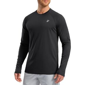 Pudolla Men's Sun Protection Shirts UV SPF UPF 50+ Rash Guard Long Sleeve Lightweight Quick Dry Brethable Swimming Fishing