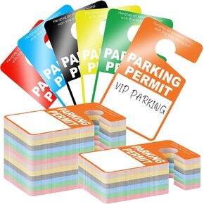 240 Pcs Parking Permit Hang Tags 3 x 5 Inch Colorful Plastic Temporary Parking Placards Hanging Passes for Car Rear View Mirror for Rental Business Lot