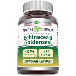Amazing Formulas Echinacea with Goldenseal Supplement | 450 Mg | Veggie Capsules | Non-GMO | Gluten Free | Made in USA (1 Pack, 120 Count)