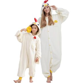 DarkCom Kids Animal Onesie,Women and Mens Cosplay Chicken Onesie Halloween Costume Christmas Pajamas Sleepwear