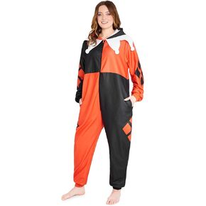 DC Comics Harley Quinn Womens One Piece Pajamas with Hood ، Fleece Loungewear