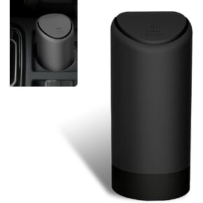 1 PC Car Trash Can, Automotive Trash Bin with Lid, Soft Durable Silicone Garbage Can, Mini Cup Holder Trash Can, Universal Car Accessories Interior for Storage Organizer (Black)