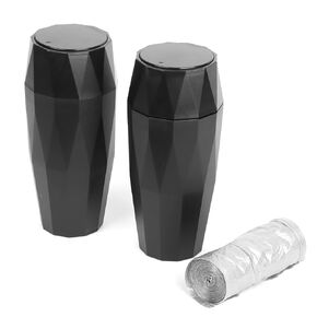 Aujen Car Trash Can, Mini Car Accessories for Interior, Black, 2 Pack, 3.20"×3.20"×7.20"