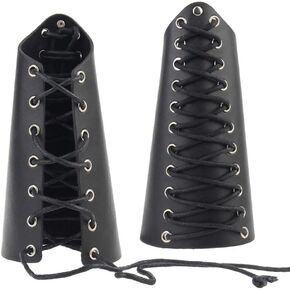 Bracers الجلود في العصور الوسطى ، خدرات صغيرة من الجلد الفايكينج ترتدي ذراعًا جلديًا أرجل أرجل كفة جلدية معصم القفاز للرجال للنساء 1 زوج