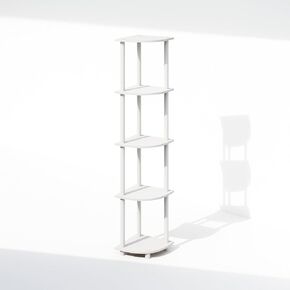 Furinno Turn-N-Tube 3-Tier Multipurpose Corner Shelf, Display Shelf, White/White