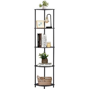 Defined Deco 5 Tier Corner Shelf Stand,63" Tall Corner Shelf,Narrow Corner Bookshelf with Metal Frame, Multipurpose Tall Corner Bookshelf Bedroom, Living Room, Office, Kitchen