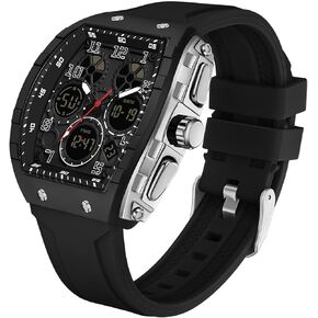 WitnTime Watches for Men Relojes Relojes Para Hombres White Wristwatch with Digital Thans Dual Display Display Countdown Punk Punk Design 5ATM مقاوم للماء