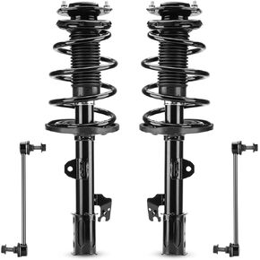 Front Struts w/Coil Spring & Sway Bar Links for Toyota Highlander (Exc. Sport Suspension) 2008 2009 2010 2011 2012 2013, Shock Absorber Assembly Replace 172483 172484 K90344 (4pc)