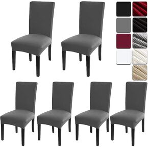 Stretch Dining Room Chair Covers Set of 6, Washable Removable Slipcovers for Home Kitchen Hotel Ceremony, Black