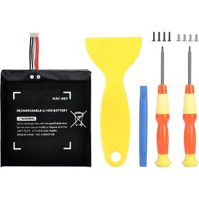 REACELL 2 حزمة HAC-006 حزمة بطارية بديلة لنينتندو سويتش HAC-015 HAC-016 وحدة تحكم Joy-Con لليسار واليمين مع مجموعة أدوات إصلاح DIY