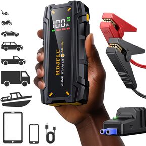 3000A Portable Car Jump Starter, Battery Jumper Starter for 7L Gas & 5.5L Diesel Engines, 10 Safety Protections, 12V Jump Box with USB, LED Light, Military-Grade Clamps for Trucks SUV RVs Boats
