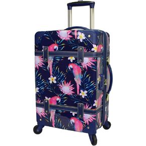 World Traveler Chariot Gatsby Vintage Hardside Train Case Spinner Luggage – New Airline Approved Size, Parrot, 20-Inch Carry-on