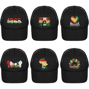 HERCICY 6 PCS قبعات سائقة الشاحنة Juneteenth Decorations Juneteenth القبعات السوداء الاحتفال 1865 عباد الشمس خريطة البيسبول قبعة للرجال نساء