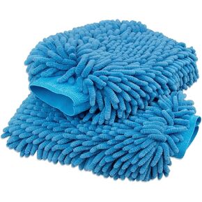 OKAYDA Car Wash Mitt,2Pack Microfiber Car Wash Mitts Ultra Absorbent Scratch Free Mitt Waterproof Car Cleaning Gloves for Cars, Trucks, SUV (1, Blue)
