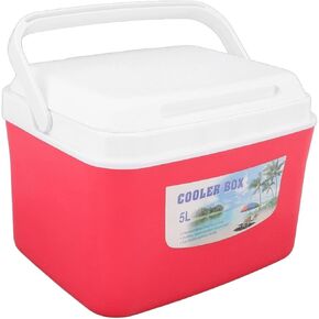 gernie Insulated Portable Cooler Box, 5L 10.6 X 9.1 X 7.9inch Insulated Food Delivery Box with 5 Ice Bags Cooler and Warmer Portable Refrigerator Box with Handle, Long Lasting