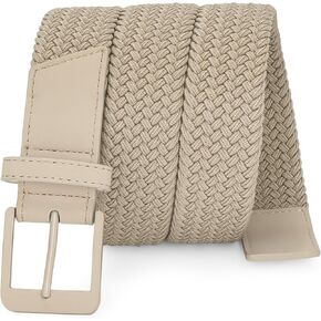 SANSTHS Elastic Braided Golf Belt for Men Women, Stretch Webbing Belt with Metal Buckle for Golf Travel Casual Wear