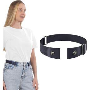 No Buckle Elastic Belt, Stretch Invisible Belt for Jeans, Unisex, 1 Pack
