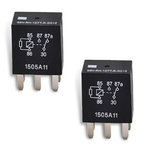 2 PCS Fuel Pump Relay, 12V 30A IP67 Waterproof Single Coil Latching Relay, 5-pin Plug Play OEM #G8V-RH-1C7T-R-DC 301-1C-C-R1 Conversion Replacement Parts, for Most Cars (Black)