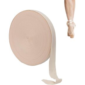 54.7 Yards Ballet Elastic Pointe Shoe Ribbons Roll, 7/8" Wide Stretch Satin Ribbon Roll, Minimalist Ballet Elastic Strap Stretch Ribbon for Women Girl Ballet Shoe Accessories, Ballet Pink