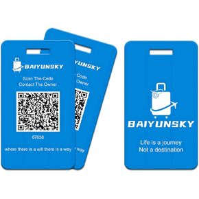 Smart Luggage Tags for Suitcases, 2 Pack QR Code Security Information Luggage Tag, Steel Ring, Waterproof Easy Identify Personalized Luggage Tag, No App or Subscription Needed (Blue)
