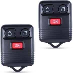 2 Replacement Keyless Entry Remote Key Fob Clicker Transmitter Compatible with Ford 1998-2016 F-150 F-250 F-350, M azda, Mercury, Lincoln - 3 Button