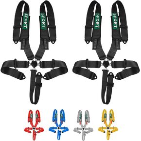 2PCS 5 Point Racing Harness SFI Certified with Ultra Heavy Duty 3 Inch Shoulder Pad Quick Release Cam Lock Latch Mechanism Fit Sports car Go-Kart Racing Car UTV ATV