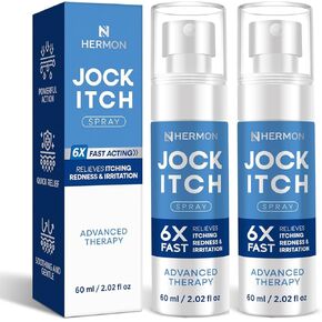 رذاذ حكة Hermon Jock للرجال: علاج قوي لـ Jock Itch - يوفر سائل رش إضافي للقوة مهدئًا - 2.02 Fl Oz (حزمة 2)