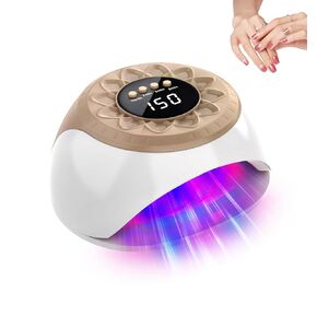 Upgraded Large Nail Lamps, 42pcs*650nm+15pcs*470nm,Intelligent Sensor&Digital Display (Gold)