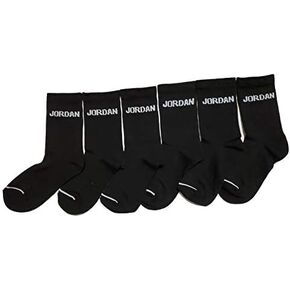 Jordan Nike 6 Pair Pack Kids Crew Socks Size 5-7 (kids' shoe size 10c-3y) - Black/White