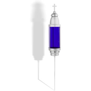 Memorial Light,Blue Cemetery Light with Silver Dome, Grave Markers for Cemetery for Humans,Cemetery Candle Holder for Grave,Silver Blue