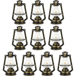 DOITOOL 10 Pcs Mini Lanterns 2.16 inch,Christmas Tree Ornaments Hanging Lantern,Vintage Lantern Christmas Decor-Black