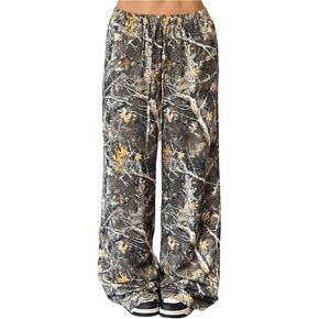 Floerns Girl's Camouflage Baggy Wide Leg Hunting Pants Drawstring Camo Pant
