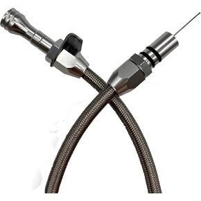 flexible transmission dipstick tube for Chevy GM 4L80E 700R4 4L60E, with firewall mounting stainless steel braided shell (silver)