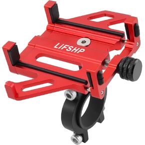Bike Phone Holder, Motorcycle Phone Mount, Aluminum Alloy Scooter Mountain Bicycle Cell Holder for iPhone 15 Pro Max/Plus, 14 Pro Max, S9, S10 and More 4.5" to 6.9" Smartphones-Red