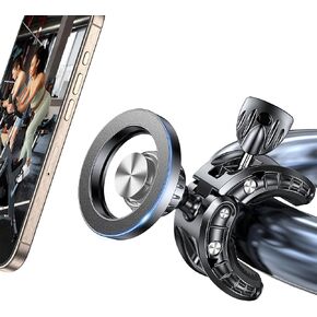 Coolpow Gym Magnetic Phone Holder for MagSafe【20 Strong Magnets】Magnetic Bike Phone Mount, Treadmill Phone Holder Gym Accessories for iPhone 16 Pro Max 15 14 13 Compatible with Stroller, Shopping Cart