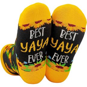 InnoBeta Yaya Gifts, Mothers Day Gifts for Yaya, One Size Crew Socks on Mother's Day, Christmas, Birthday