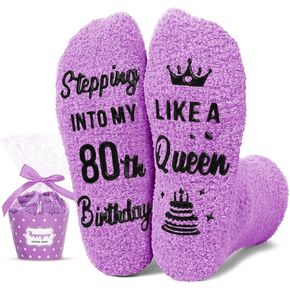 HAPPYPOP Birthday Socks for Women - Gifts for Senior Men of 80, Ideal Gifts for 80 Year Old Woman, Elderly