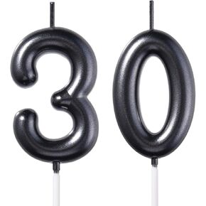 2.35 بوصة الذهب 30 شموع عيد ميلاد ، 3D الماس رقم 30 الكعكة Topper للبنين الفتيات عيد ميلاد ديكورات حفلة موضوع الحفلة