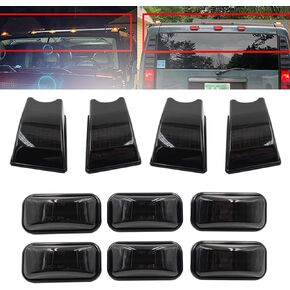 H2 SUT LED Cab Roof Smoke Lens Light Kits For 2003-2009 H2 & 2005-2009 H2 SUT Top Clearance Marker Lights Black Smoked Lens, Amber/Red LED Replace Front Rear OEM Halogen Lamps