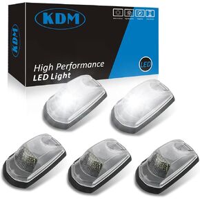 KDM Clear Lens LED CAB ROOP Top Lights Assembly FIT لعام 2017-2024 FORD F250 F350 F450 F550 Super Duty ، Hounded Runnance White White ، 5pcs Pack
