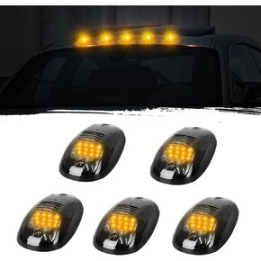 Gonice White 12 LED Cab Lights - 5PCS Smoked Roof Running Top Marker Light for Dodge Ram 1500/2500/3500/4500/5500 Pickup Trucks 2003-2018